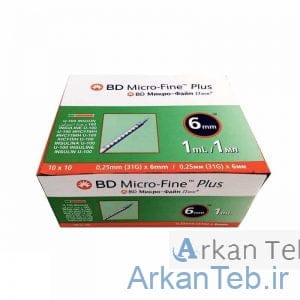 سرنگ بی دی ۱۰۰ واحدی BD micro fine plus 0.5ml سایز ۶mm