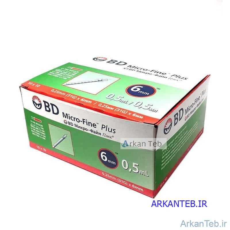 سرنگ بی دی 50 واحدی BD micro fine plus 0.5ml سایز 6mm