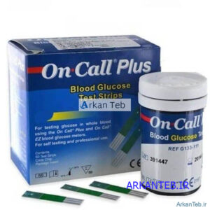 نوار تست قند خون آنکال پلاس (on call plus) بسته 50 عددی ارکان طب