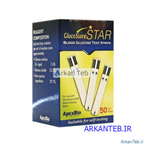 نوار تست قند گلوکوشور استار (Gluco sure STAR) بسته 50 عددی ارکان طب