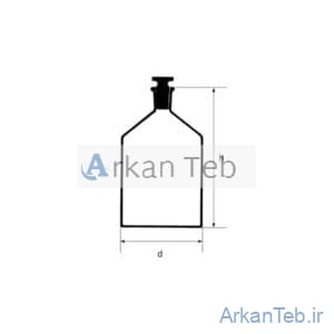 شیشه مایعی (شیشه واکنش) 2000ml شیشه کهربایی با درب شیشه ای ارکان طب