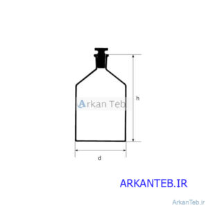 شیشه مایعی (شیشه واکنش) 2000ml شیشه کهربایی با درب شیشه ای ارکان طب