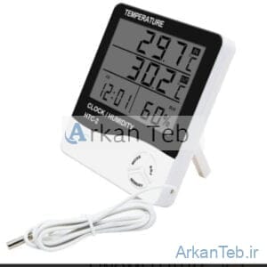 ویژگی های رطوبت سنج و دماسنج دیجیتال سینومتر مدل SINOMETER HTC-2: اندازه گیری رطوبت و دما دارای حافظه دارای ساعت دیجیتال دارای باطری دارای سیم ارکان طب