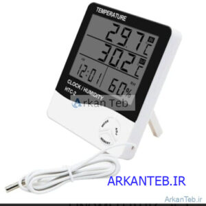 ویژگی های رطوبت سنج و دماسنج دیجیتال سینومتر مدل SINOMETER HTC-2: اندازه گیری رطوبت و دما دارای حافظه دارای ساعت دیجیتال دارای باطری دارای سیم ارکان طب