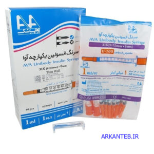 سرنگ انسولین سرسوزن متصل بسته 10 عددی یک میلی لیتر G31آوا ارکان طب
