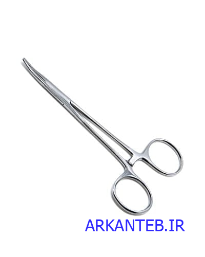 پنس هموستات سر کج استیل 16 سانت ارکان طب
