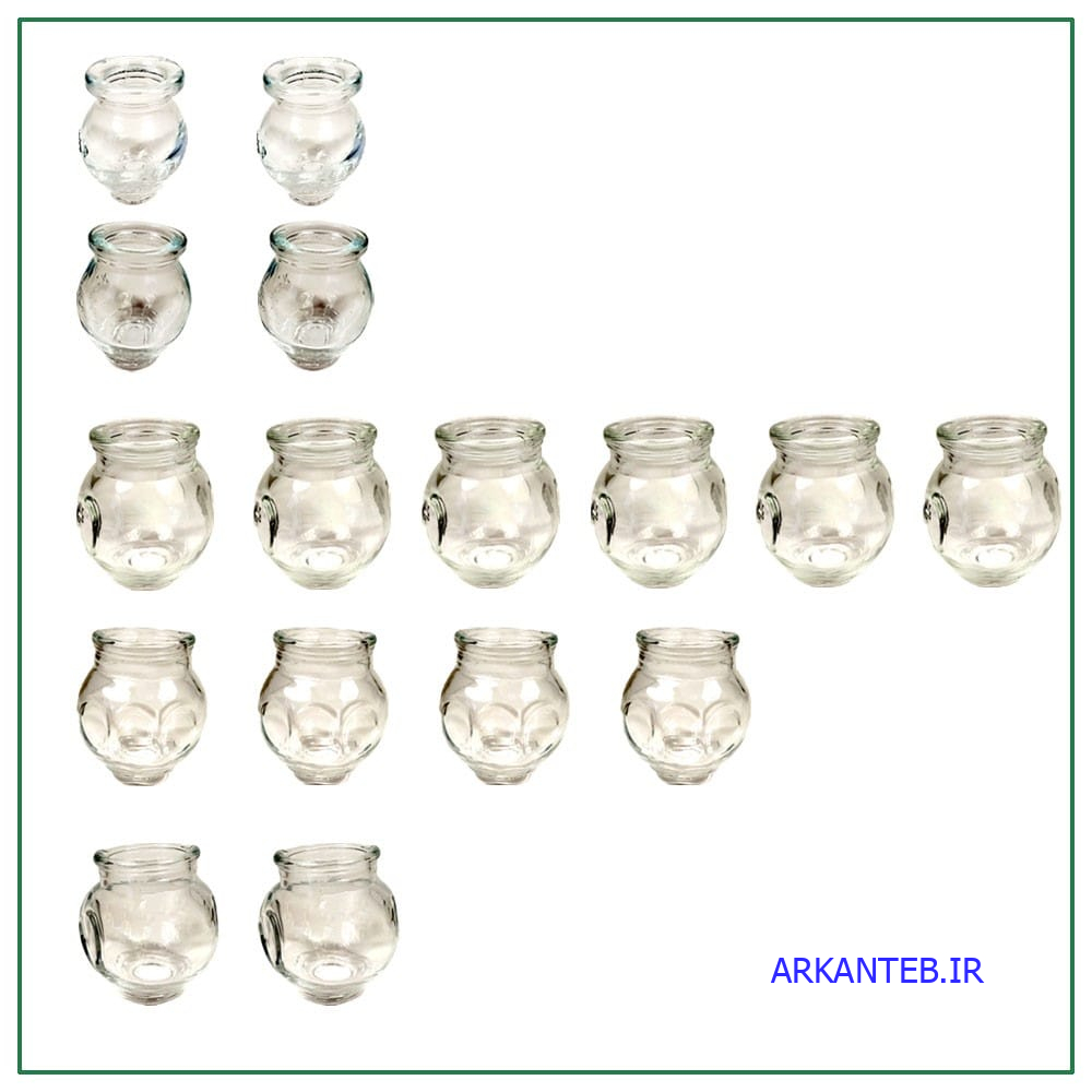 لیوان بادکش شیشه ای ست 16 عددی (کل بدن) برند فالیزک ارکان طب